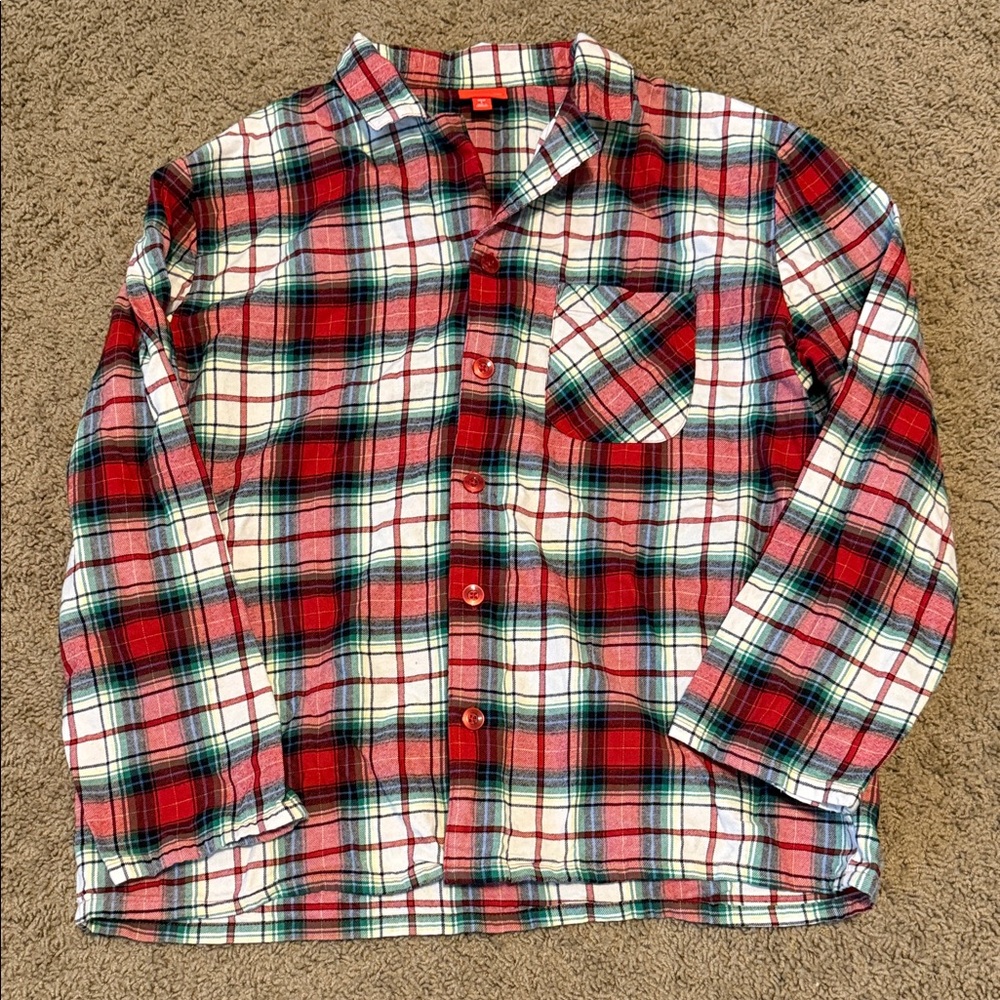 Men's Red Plaid sleepwear Button-Down Shirt
